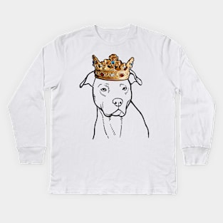 American Pit Bull Terrier Dog King Queen Wearing Crown Kids Long Sleeve T-Shirt